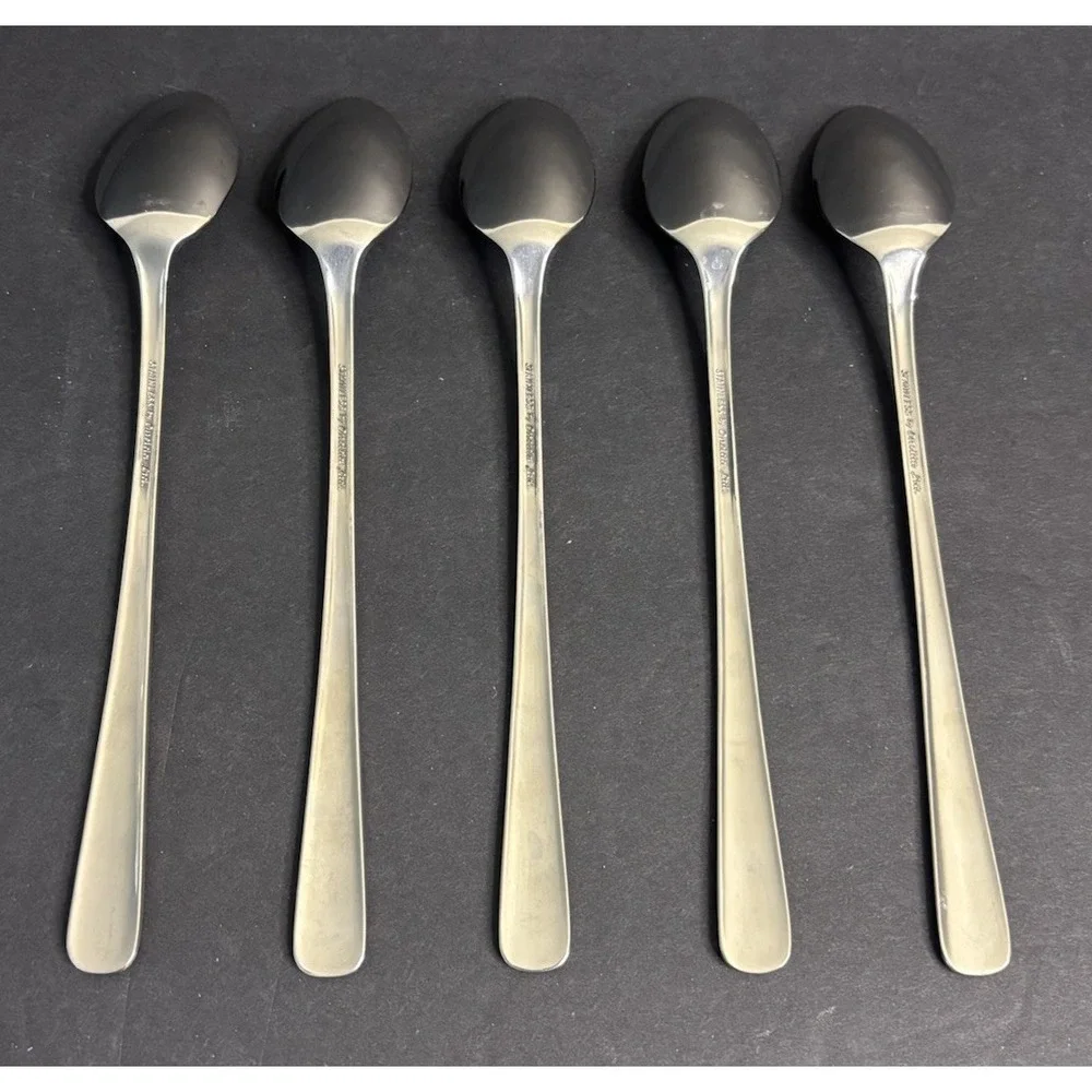 5 Oneida Oceanic Iced Tea Spoons Stainless Discontinued 7 5/8